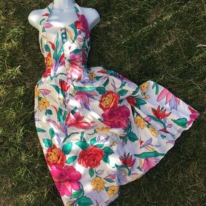 Colorful Vintage Floral Holter DRESS